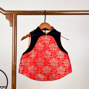 实体裁缝店宋锦丝绒马甲儿童量身定制手工盘扣来图来料做衣服