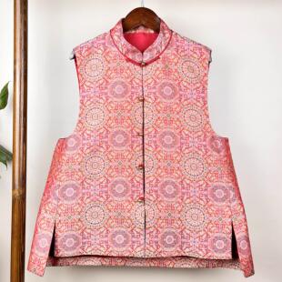 做衣服的裁缝店来图来料定制衣服新中式宋锦马甲对花手工盘扣