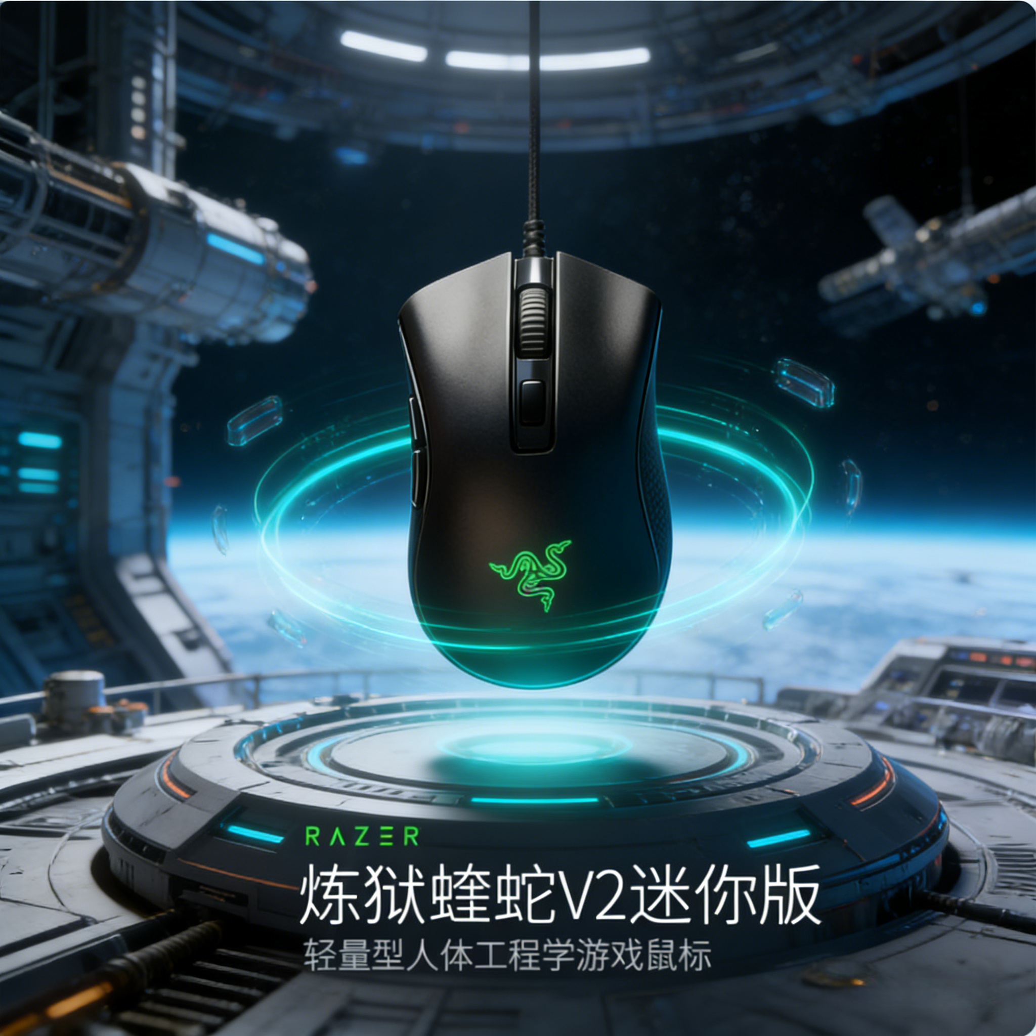 雷蛇炼狱蝰蛇v2mini游戏8500dpi游戏高响应有线鼠标电竞游戏专用