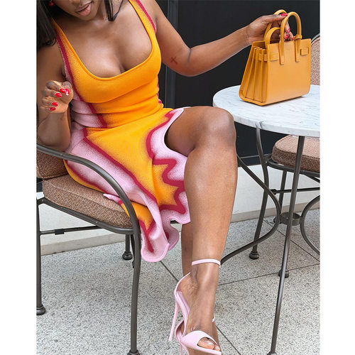 欧美吊带背心修身拼色不规则短裙连衣裙 women sexy dress ladies