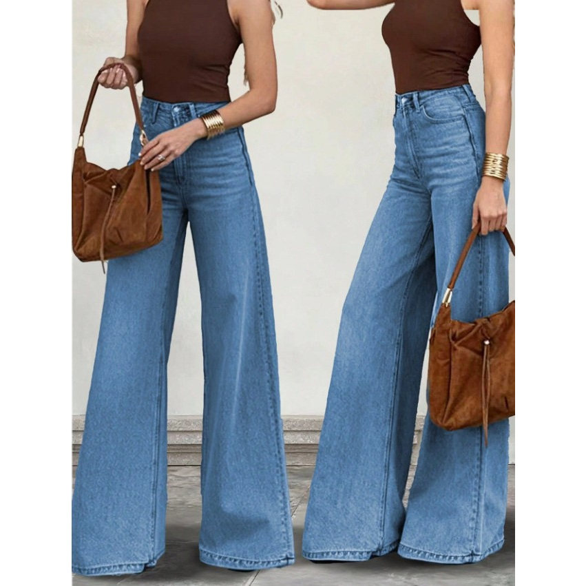 women loose jeans pants 2026美式牛仔裤阔腿裤中腰蓝色宽松裤图片