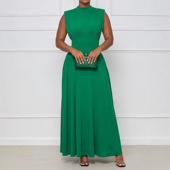 sexy dress women Ladies 欧美女休闲优雅收腰绑带纯色修身 连衣裙