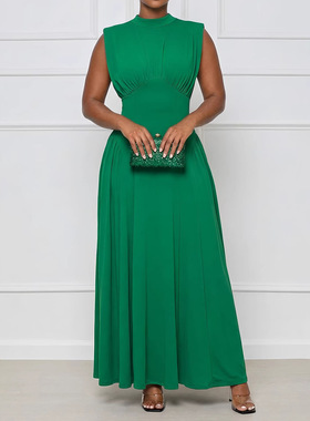 Ladies sexy dress women 欧美女休闲优雅收腰绑带纯色修身连衣裙