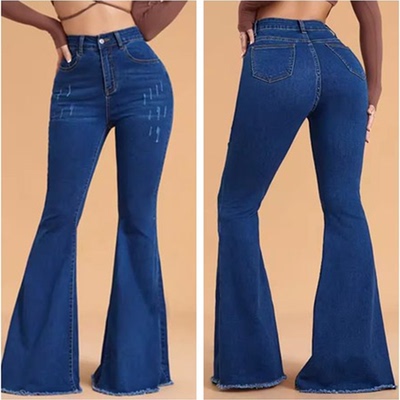 2024欧美显瘦弹力高腰喇叭裤牛仔裤女women jeans boot cut pants