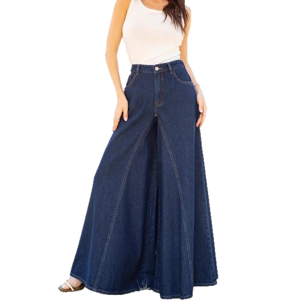 women loose jeans pants优雅简约阔腿弹力牛仔裤水洗牛仔裤 2025图片