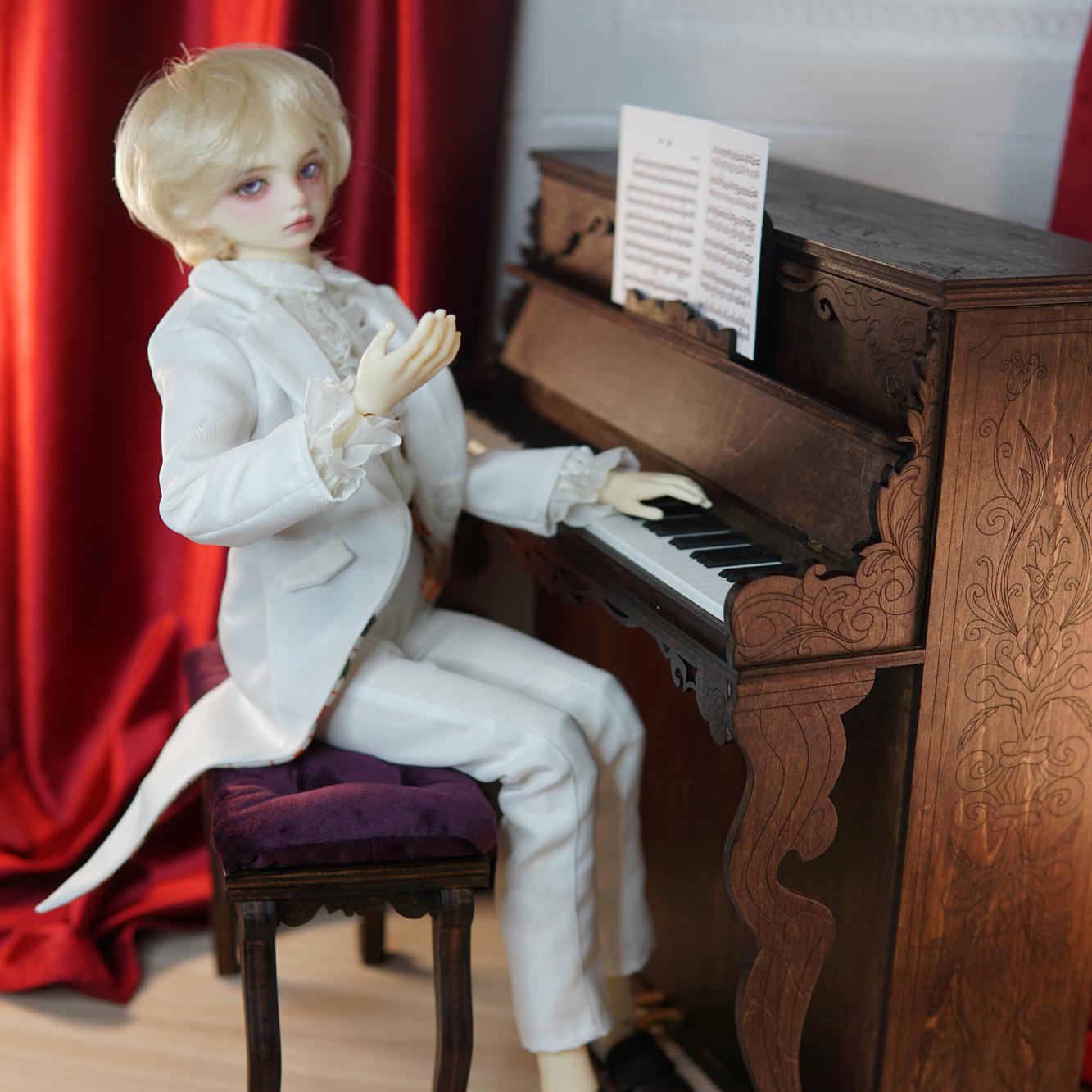 四分BJD古董钢琴材料包成品小木星微缩娃屋娃用家具六分三分小布