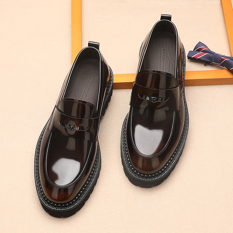 时尚厚底乐福鞋男休闲一脚蹬皮鞋