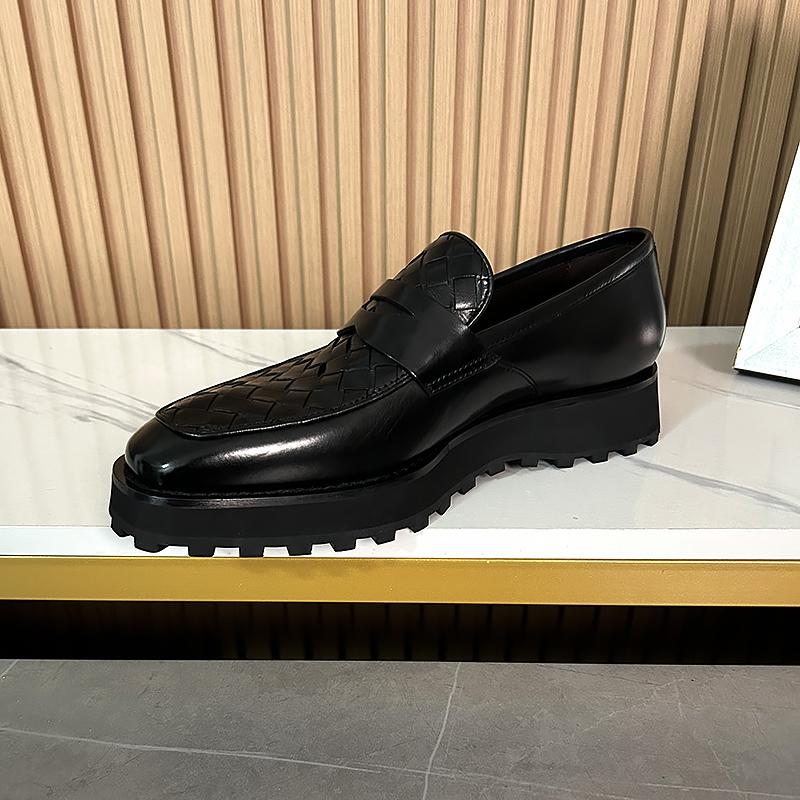 英伦风一脚蹬编织乐福鞋男