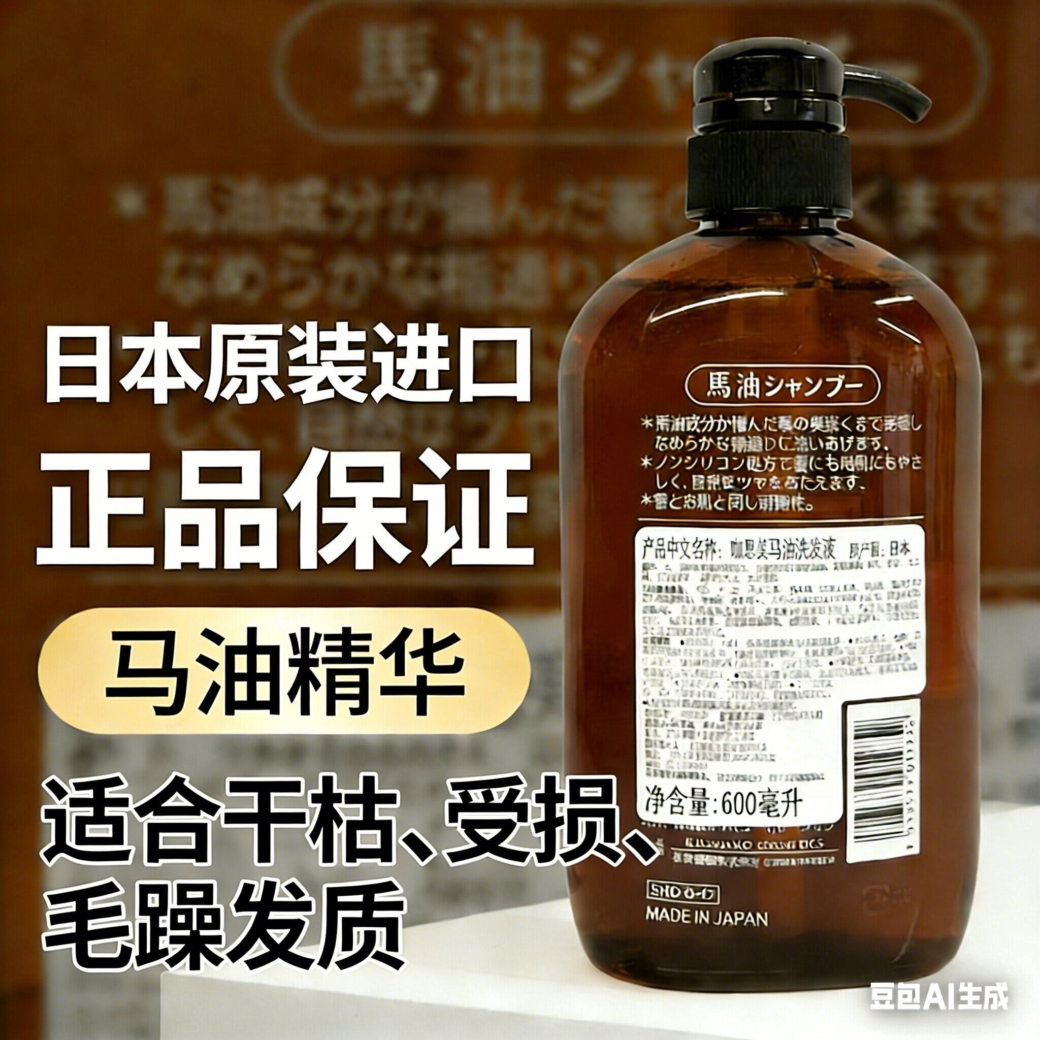 日本熊野咖思美马油洗发水无硅油弱酸性滋润改善毛躁干枯 600ml