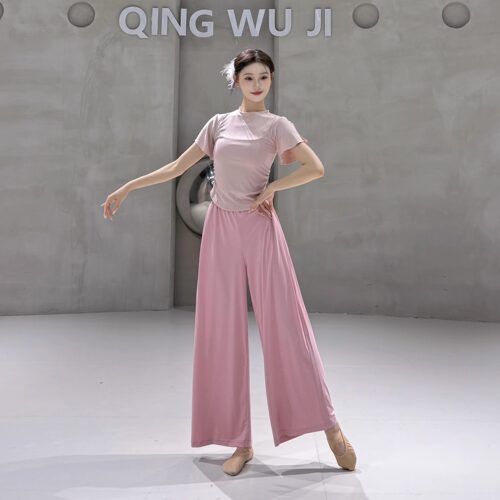 舞蹈裤现代舞女宽松飘逸阔腿裤古典舞中国舞练功服直筒裤形体成人