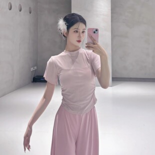 舞蹈上衣女款新款短袖芭蕾形体训练服现代舞练功服夏天古典舞服装