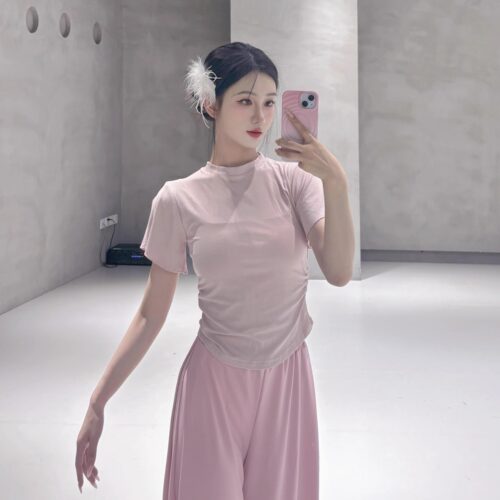 舞蹈上衣女款新款短袖芭蕾形体训练服现代舞练功服夏天古典舞服装