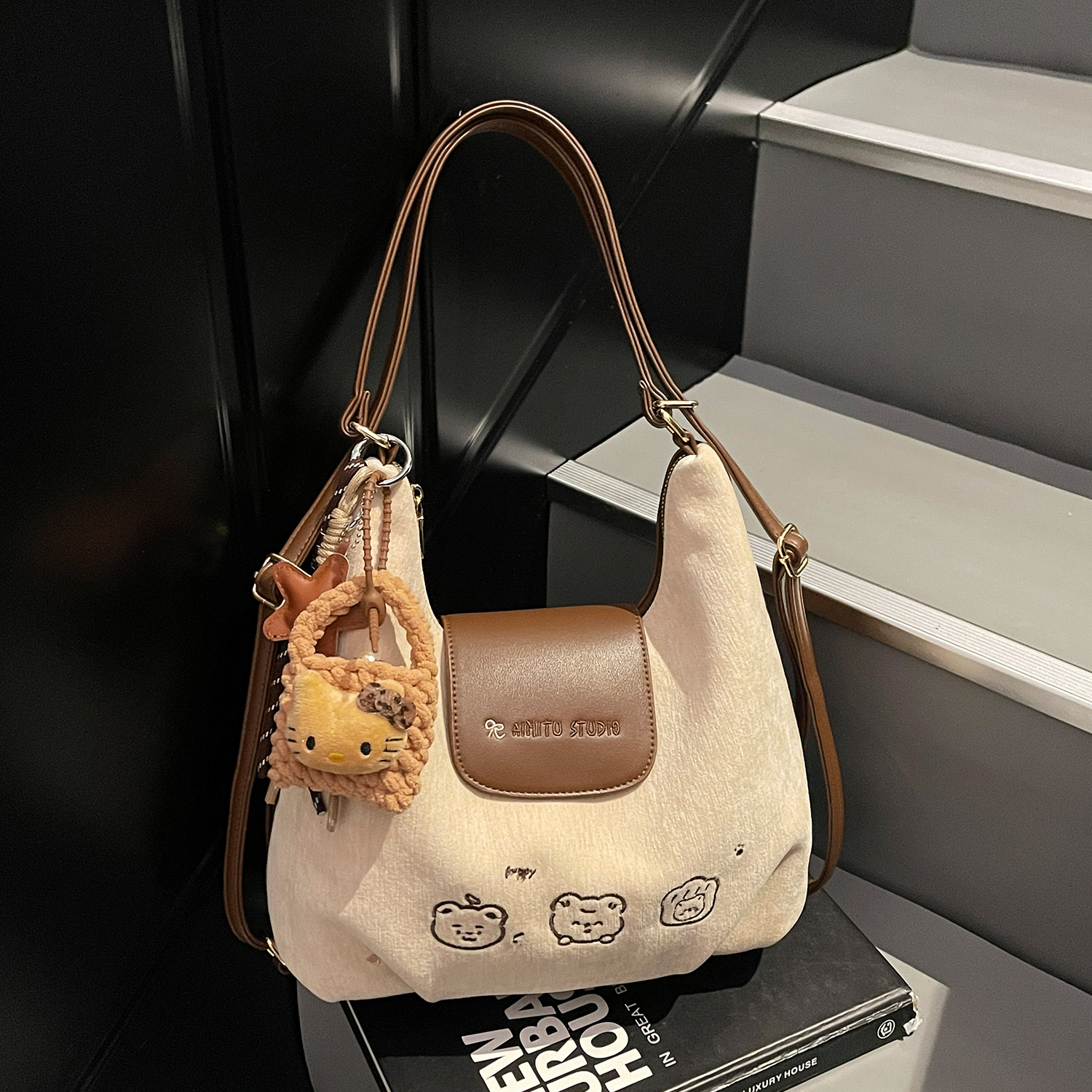 艾米兔女包2025新款日常百搭双肩休闲质感时尚大容量单肩托特包