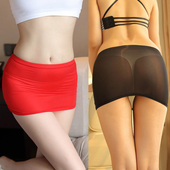 迷你超包臀紧身冰丝超薄弹力透明情趣半身