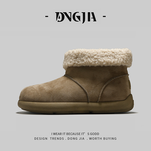 外贸小土豆雪地靴男款冬季保暖棉鞋复古百搭丑萌加绒短筒勃肯短靴