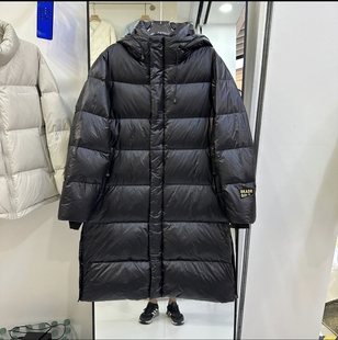 黑金白鹅绒羽绒服女长款高级感自发热加厚厂家时尚情侣轻奢外套潮