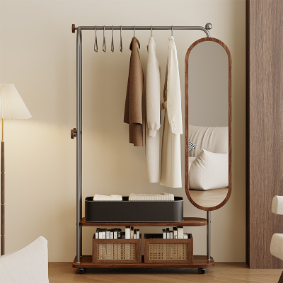 移动镜衣架一体卧室多功能置物架