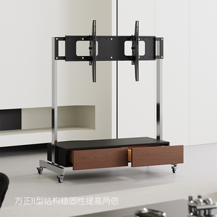 中古风电视架子落地不锈钢可移动电视机支架隐藏储物带轮55/75/85