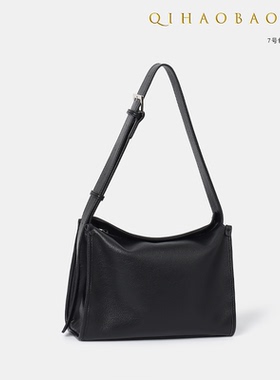 大容量质感软塌皮荔枝纹宽肩带托特包小众百搭时尚单肩斜挎邮差包