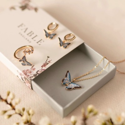 孟子义管乐同款英国蝴蝶项链耳环