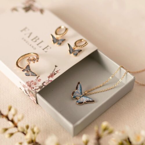 孟子义管乐同款英国蝴蝶项链耳环