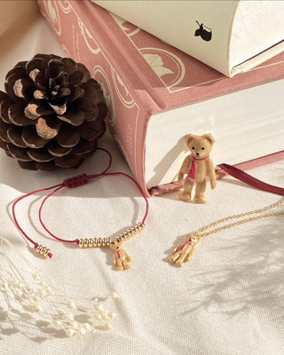 英国代购Fable England泰迪熊玩偶系列胸针耳环手链 手工绘制珐琅