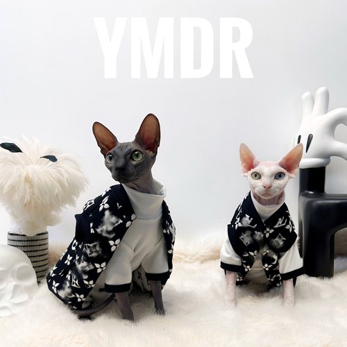 YMDR斯芬克斯无毛猫德文猫秋冬加厚夹棉保暖黑白马甲纯棉四脚衣服