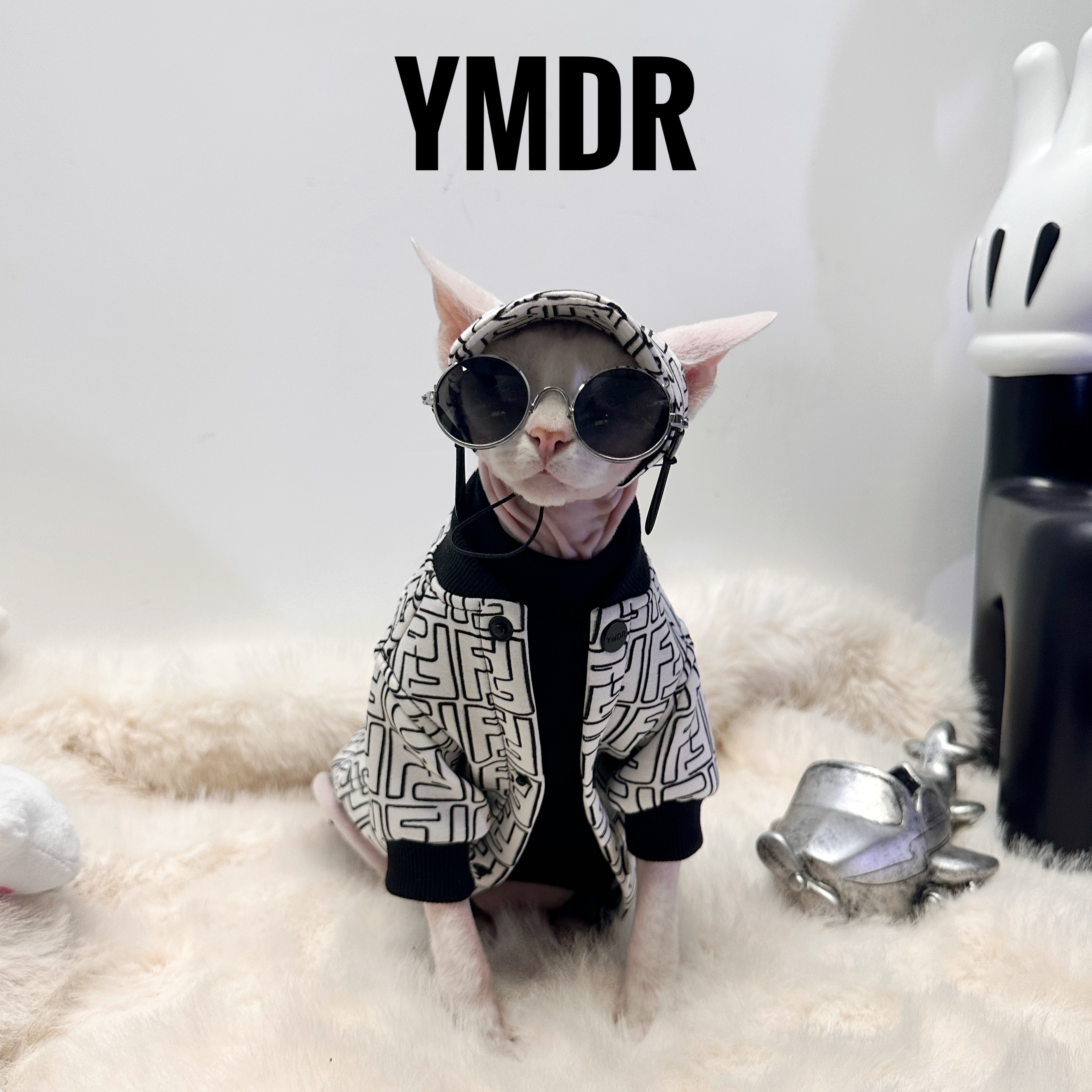 YMDR无毛猫德文猫春夏潮品时尚黑白空气层休闲外套棒球服帽子