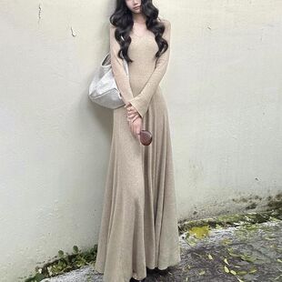 高级感内搭显瘦针织裙修身 秋季 长裙子 打底连衣裙女2025新款 长袖