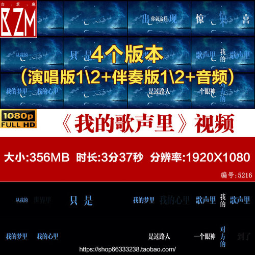 我的歌声里动态歌词排版成品黑底LIVEHOUSE视频素材大屏幕