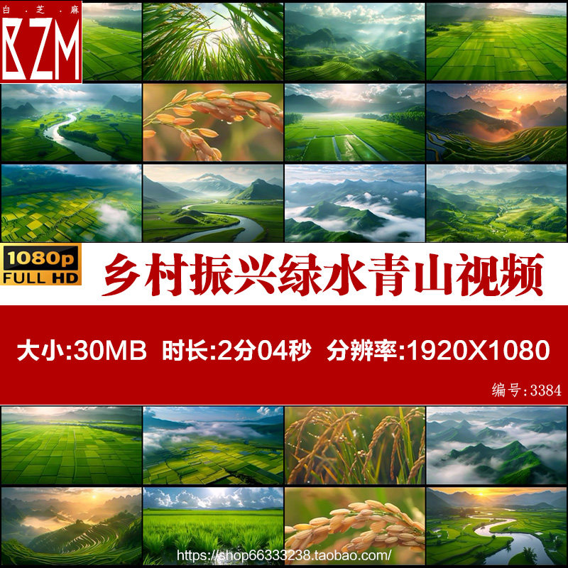 乡村振兴绿水青山生态农业美丽乡村风光田野大美中国稻田视频素材