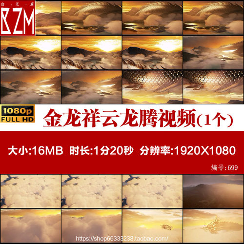 龙金龙祥云龙腾飞风景云朵阳光梦幻云海山川穿越龙鳞意境视频素材
