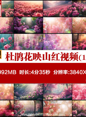 杜鹃花映山红盛开满山花海花朵花开鲜花春天花卉LED背景视频素材