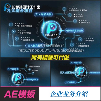 AE模版科技画面点线连接展示商务图形数据连线分类领域产品展示