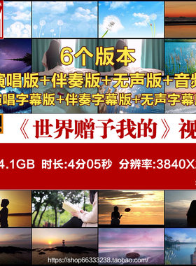 4K《世界赠予我的》歌曲MV歌词伴奏字幕赠与舞蹈LED屏背景视频MP4