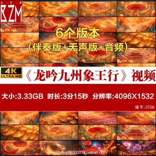 飞龙吟九州民族中国风古风国潮鲤鱼跃舞龙门背景视频舞台led素材