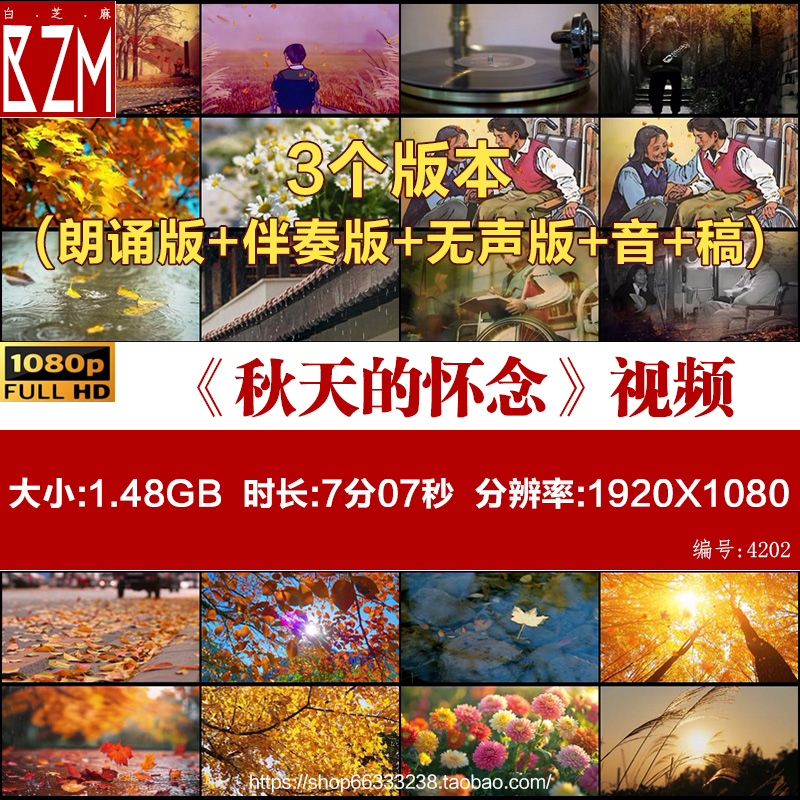 《秋天的怀念》朗诵背景视频 史铁生散文秋天演讲LED大屏背景视频