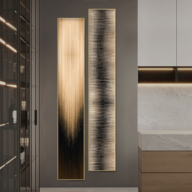 双联轻奢玄关装饰画竖版细长玄幻背景墙入户客厅沙发挂画抽象壁画