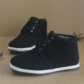 千层底棉花男冬保暖黑色系带男鞋 民族风高帮中老年父亲防滑棉鞋 男