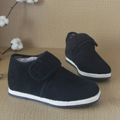 男士 男 棉花棉鞋 黑色魔术贴加绒冬季 保暖中青年学生防滑千层底女鞋