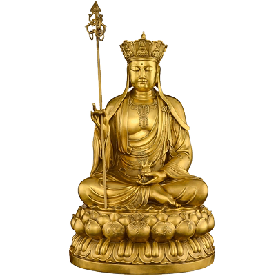 黄铜地藏王菩萨佛像供奉九华山地藏王摆件坐莲地藏铜像站像大号