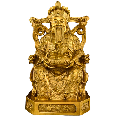 黄铜财神爷摆件家用八方来财神爷比干铜像客厅店铺办公室供奉大号