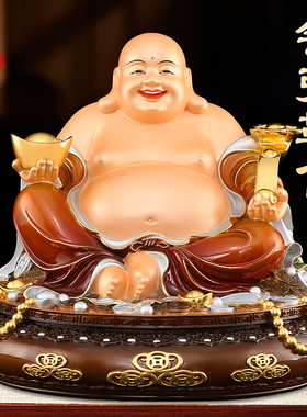 铜弥勒佛摆件彩绘铜大肚笑佛佛像家用供奉招客厅办公室公司财礼品