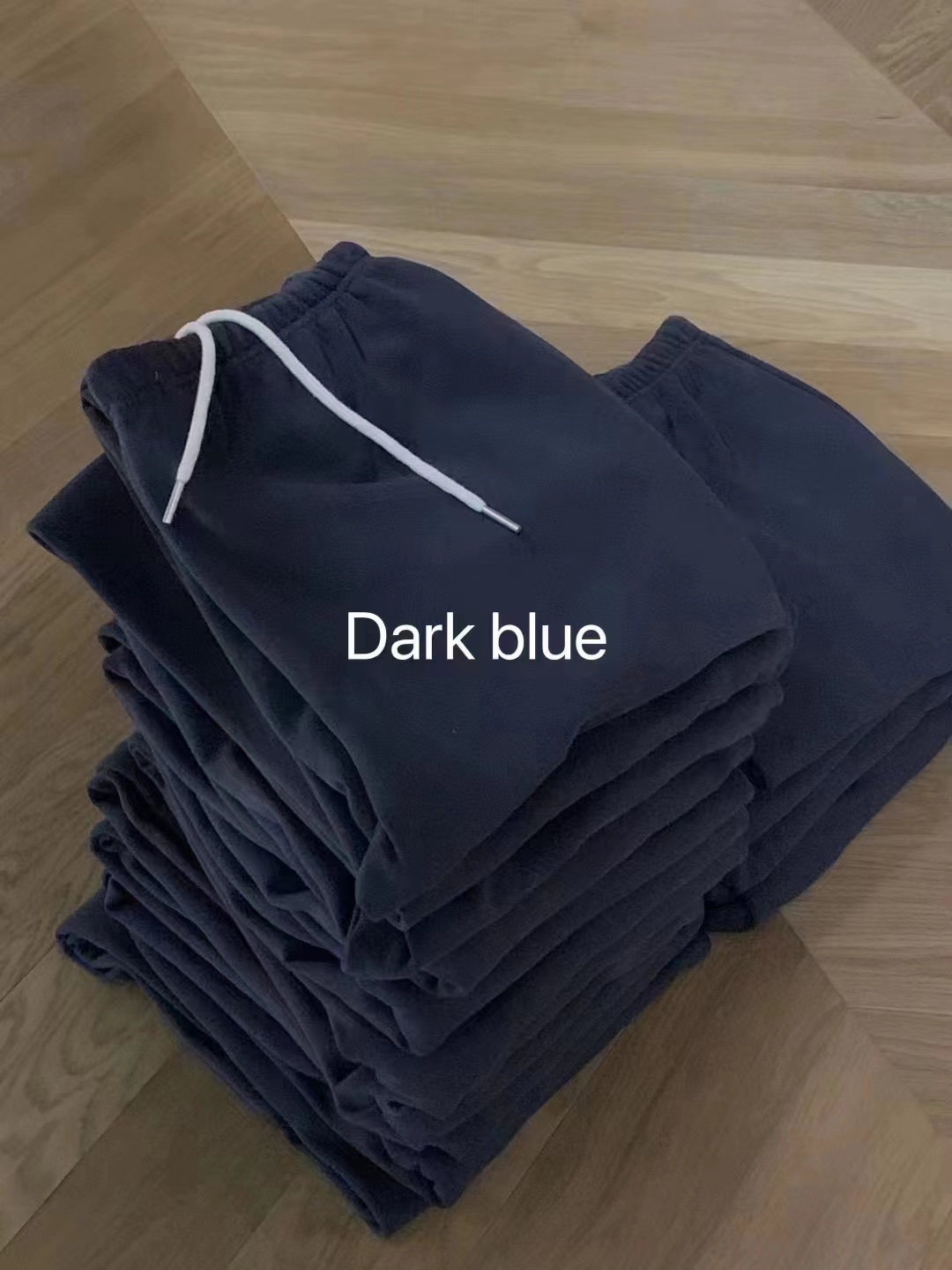 Best 人手一条 韩国抽绳束脚慵懒舒适加绒卫裤藏青蓝色休闲裤加厚