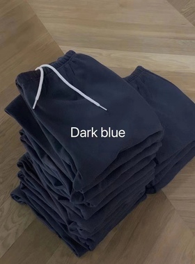 Best 人手一条 韩国抽绳束脚慵懒舒适加绒卫裤藏青蓝色休闲裤加厚