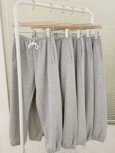 灰色女卫裤 Best 复合牛奶丝 韩国慵懒舒适百搭休闲裤 春款