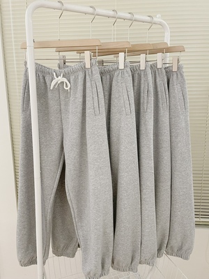 Best 春款 韩国慵懒舒适百搭休闲裤 复合牛奶丝 灰色女卫裤