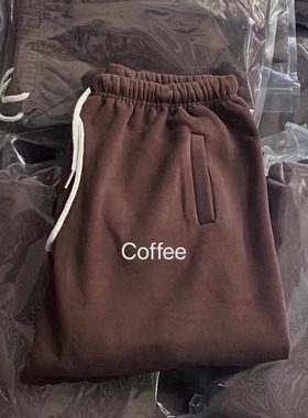 人手一条 韩国抽绳束脚慵懒舒适加绒卫裤 咖啡色休闲裤