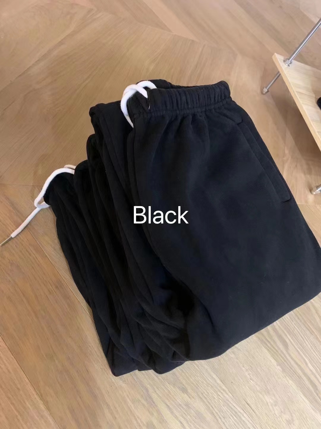 Best 人手一条 抽绳束脚慵懒舒适加绒卫裤 黑色休闲裤