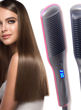Hair Straightener Brush Ceramic Heating Hair Straightening